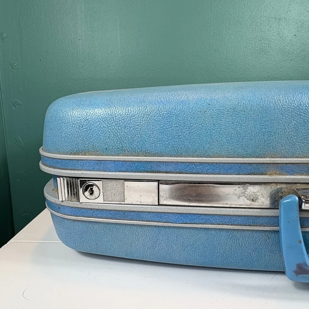 Vintage Samsonite Silhouette John Deere Blue Train Case‎ Suitcase USA